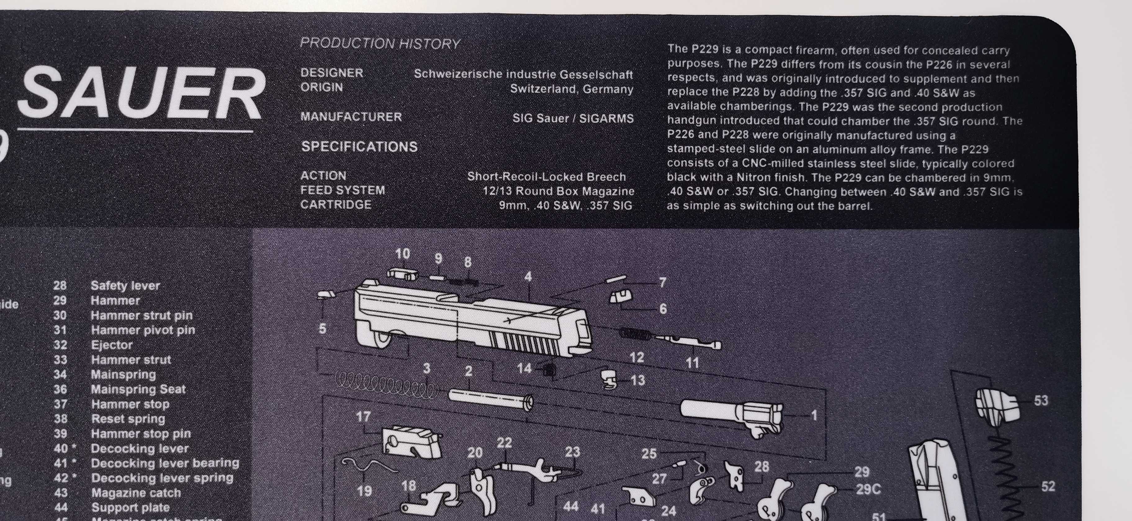 Mata do czyszczenia broni Sig Sauer P 229 podkładka