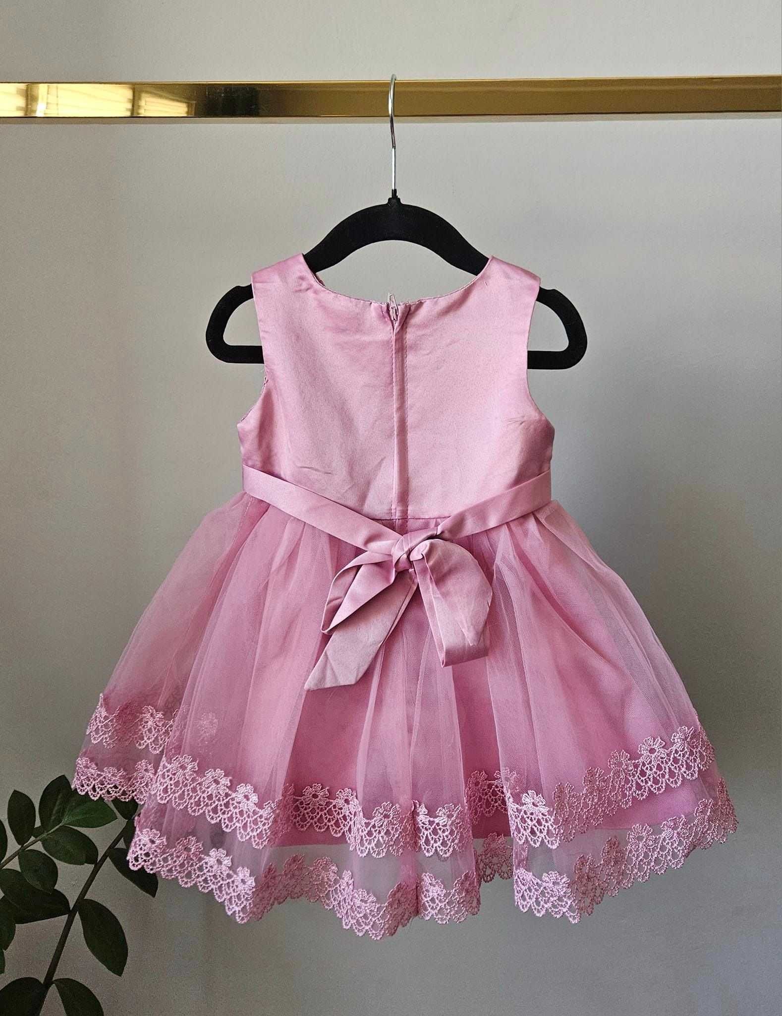 Sukienka balowa dla dziewczynki pudrowy róż 3 latka