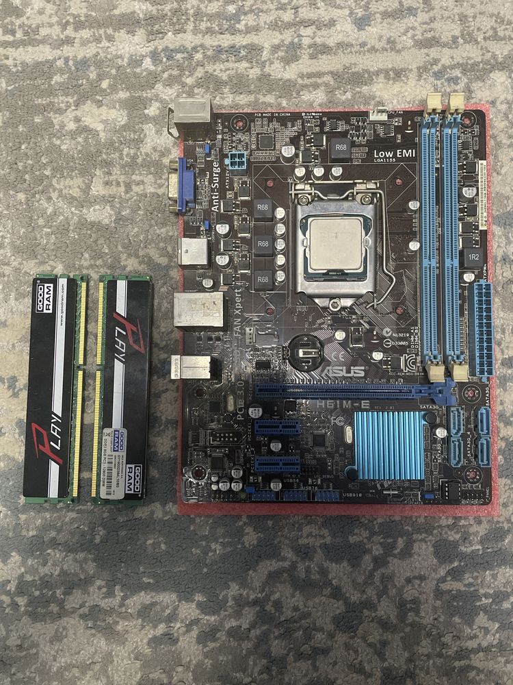 Материнская плата asus h61m-e 1155 socket, i5 3570k, 16gb ddr3 goodram