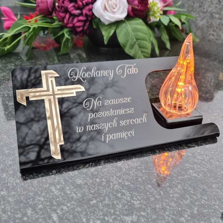 ZNICZ dla TATY podstawka na cmentarz LAMPKA LED wieczna latarenka