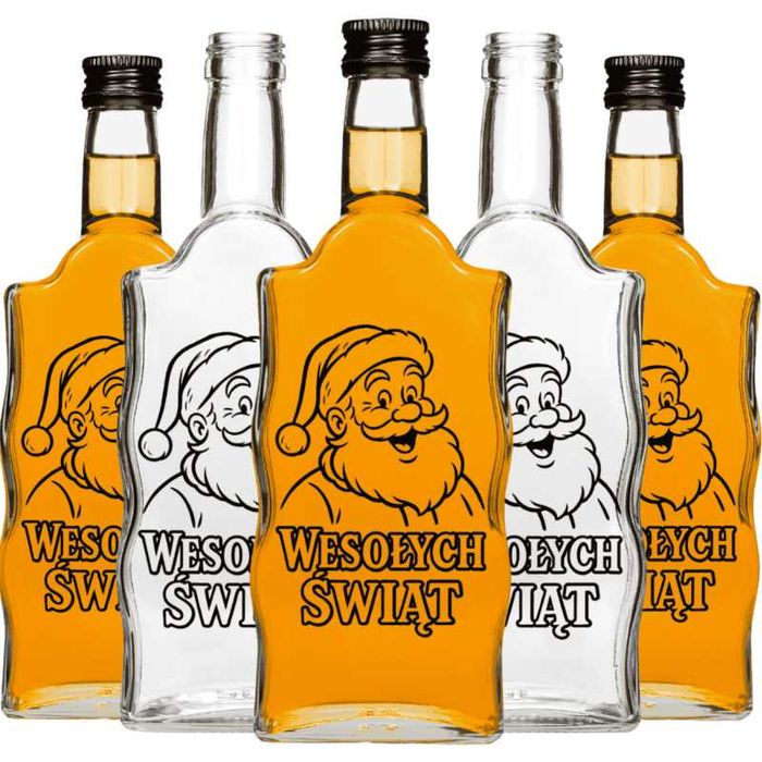 Zestaw 5 sztuk butelek świątecznych z zakrętkami