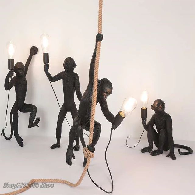 Nowa lampa żyrandol czarna małpa