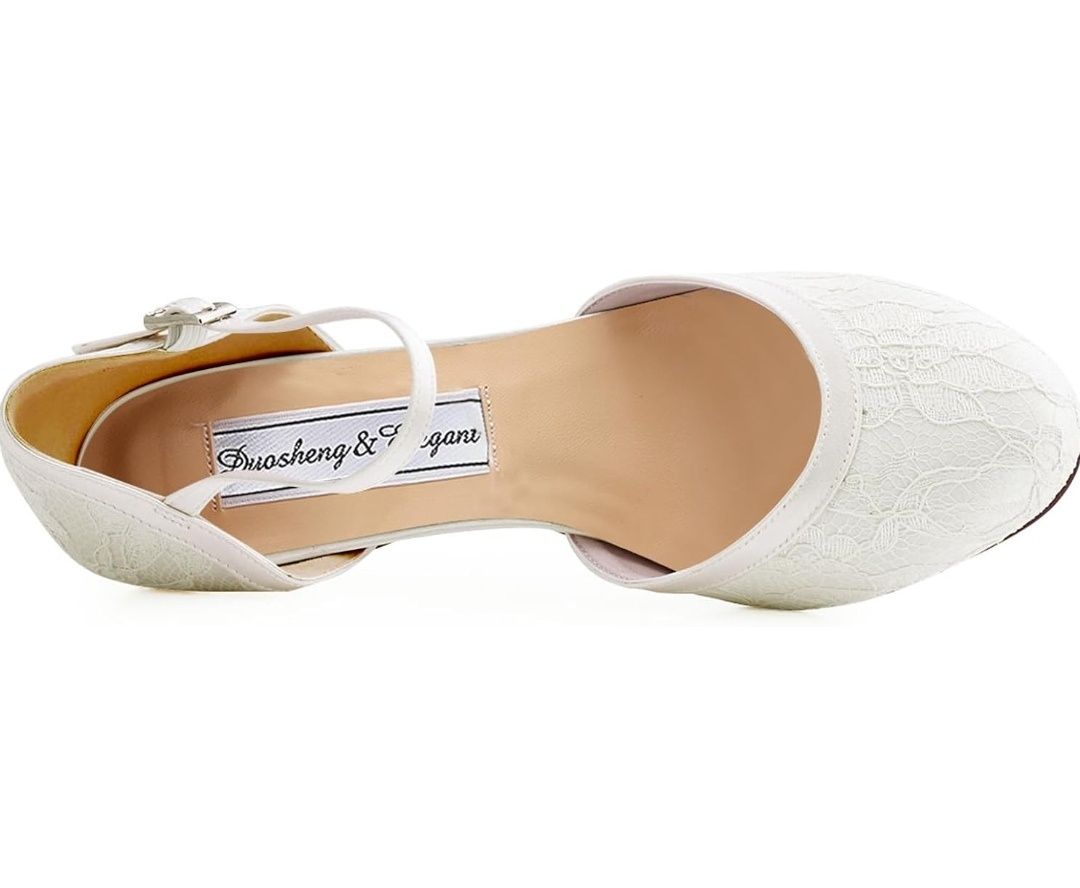 Rozm 40.Duosheng eleganckie buty ślubne w kolorze kości słoniowej HC16