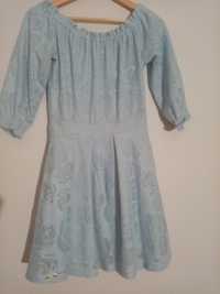 Sukienka Hiszpanka Koronkowa Niebieska 38
