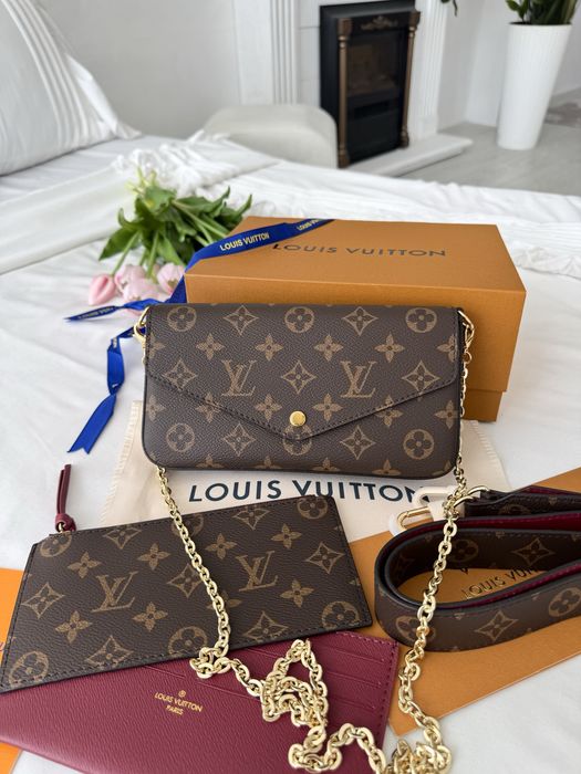 Сумка Louis Vuitton Felicie Pochette Brown шкіра | коричнева