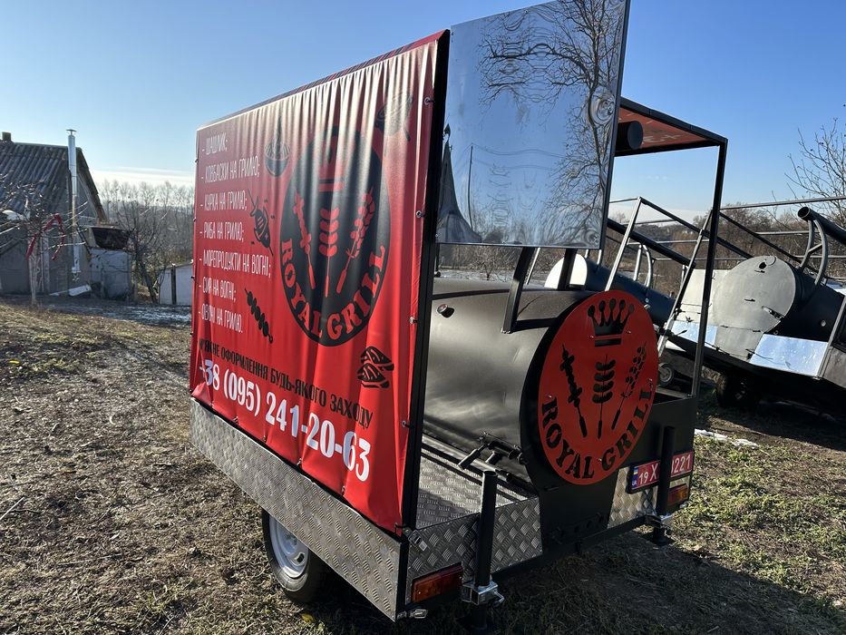 BBQ Smoker Мангал коптільня смокер барбекю бочка на колесах причіпі