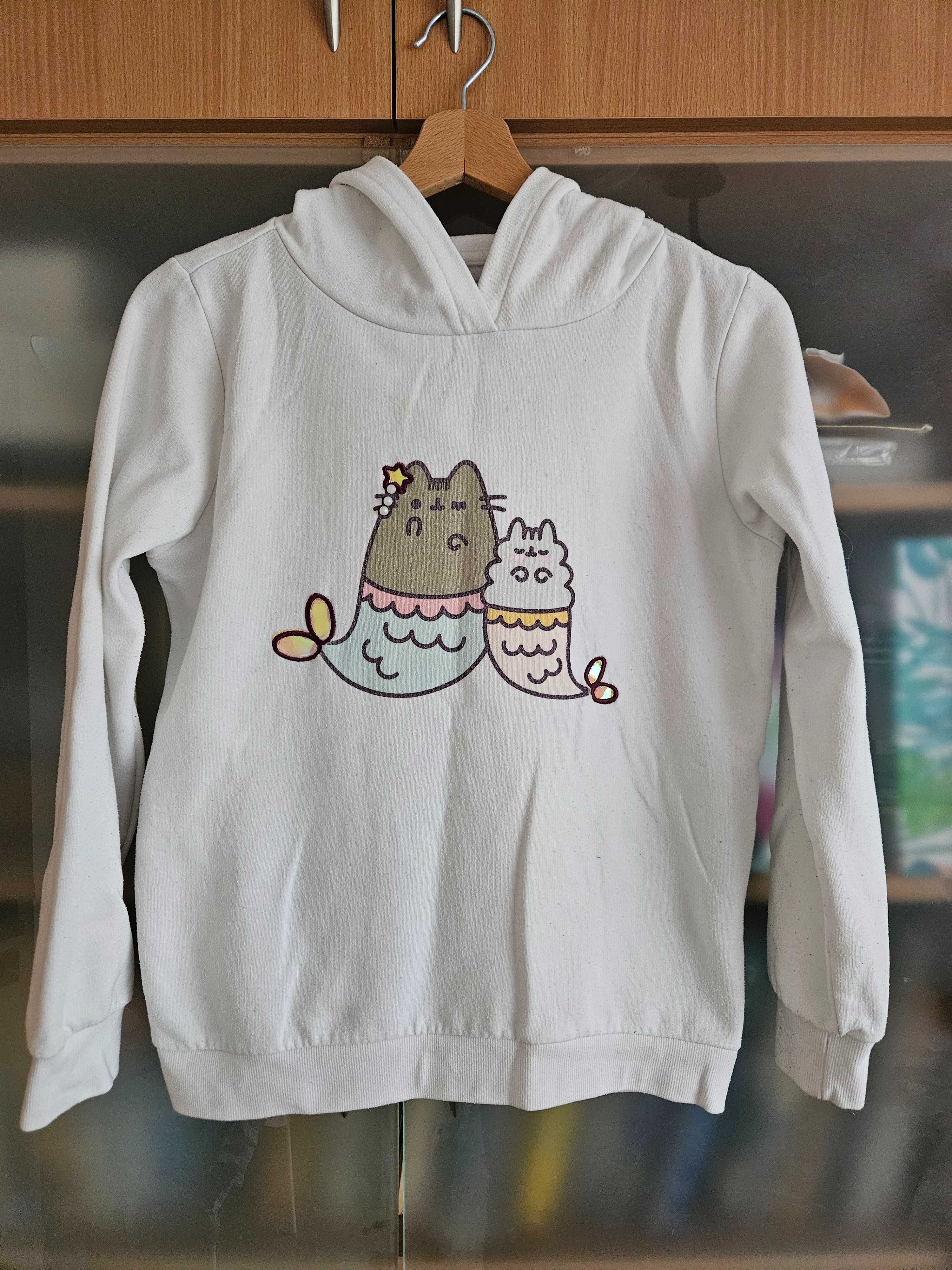 Biała bluza hoodie Pusheen the Cat dla dziewczynki Reserved 152cm