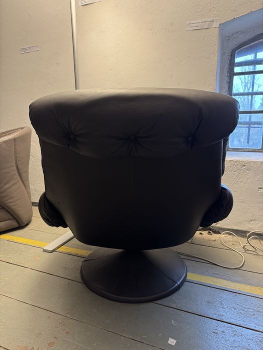 Duży skandynawski,obrotowy,skórzany fotel. Lata60/70.design,vintage