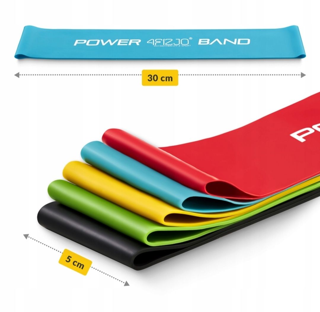 Zestaw 5 gum do ćwiczeń MINI POWER BAND 4FIZJO krótkich oporowych