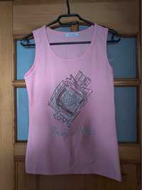 Różowa damska koszulka na ramiaczkach rozmiar M/L perfum cyrkonie