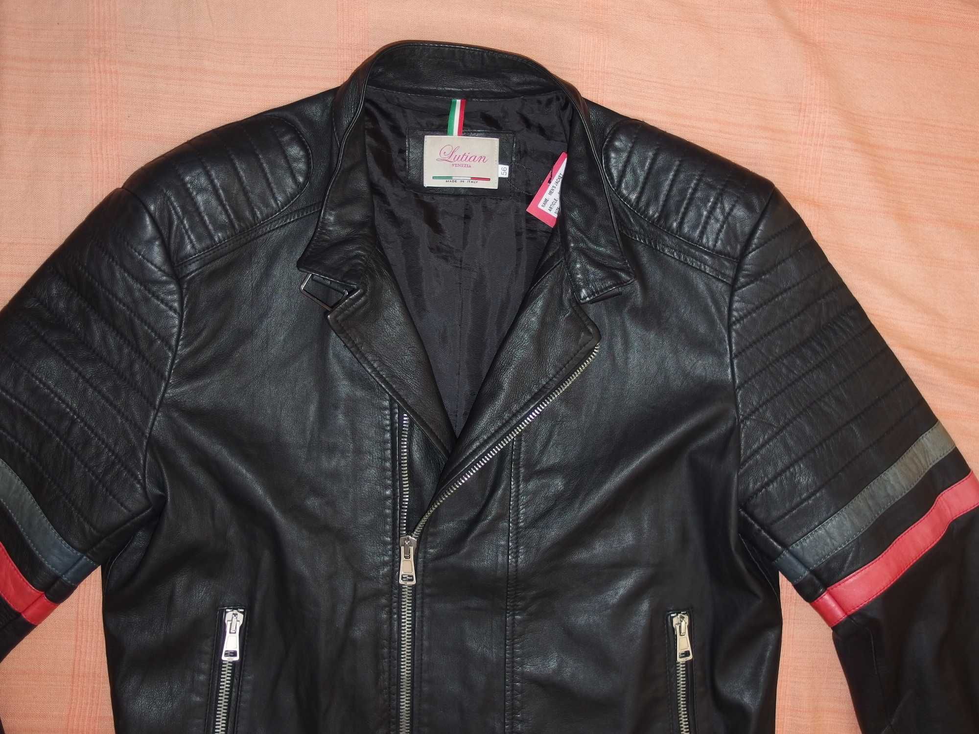Кожаная куртка байкерская бомбер Lu.Ti.An. размер eur-L-XL наш~52-54