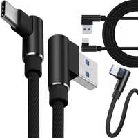 Kabel kątowy USB USB-C TYP C szybkie ładowanie QC telefonu nylonowy 1m