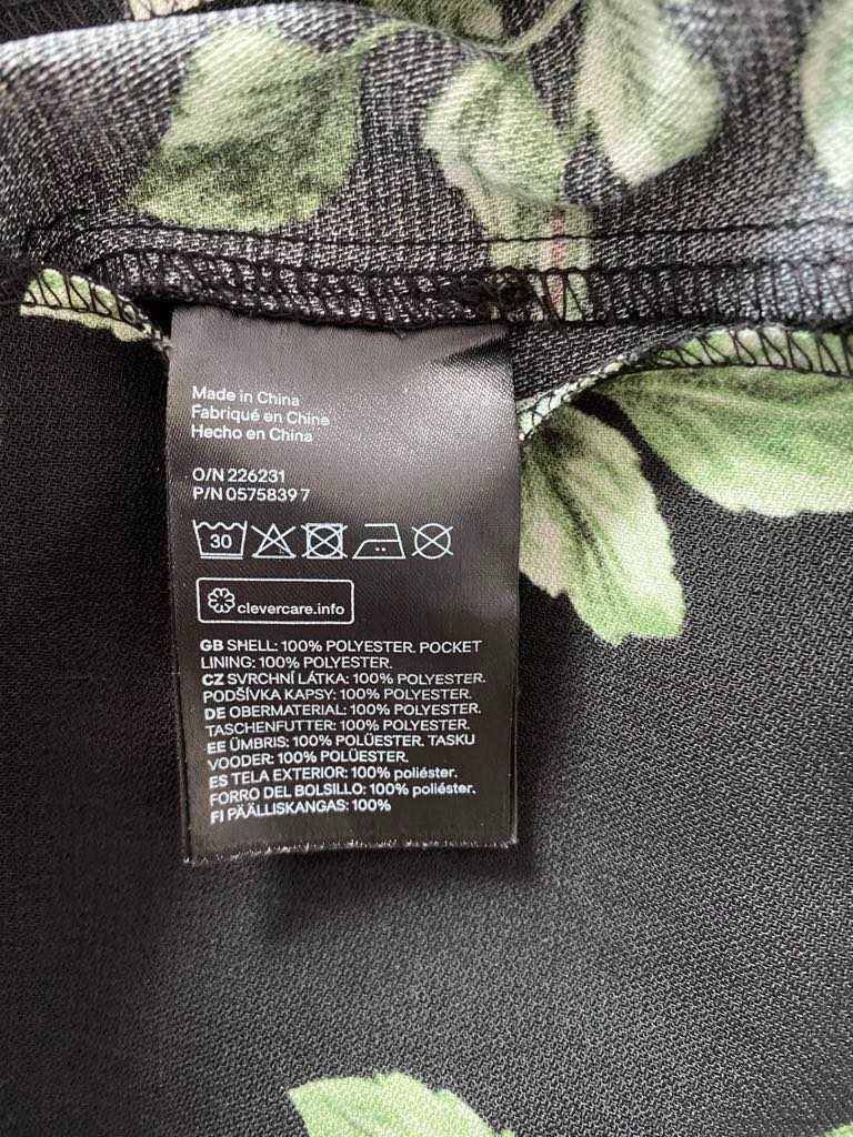 H&M Sukienka tunika czarna w kwiaty długi rękaw 40