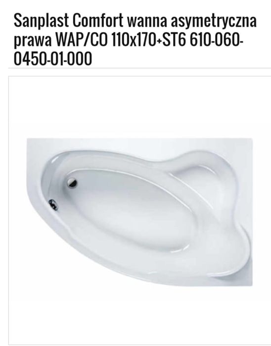 Wanna Sanplast 110x170 prawa