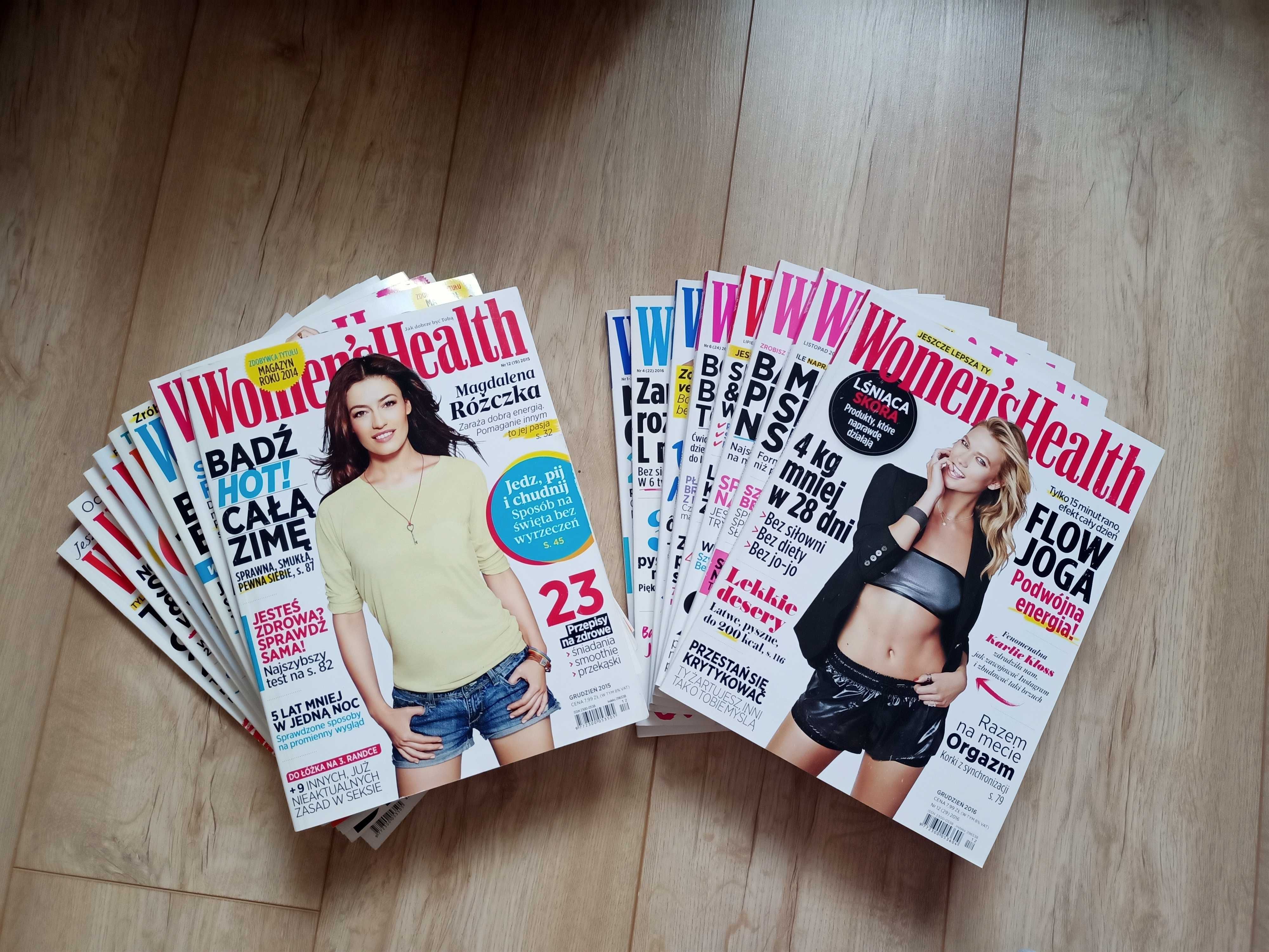Women's Health zestaw czasopism, 19 sztuk, lata 2015/2016/2017