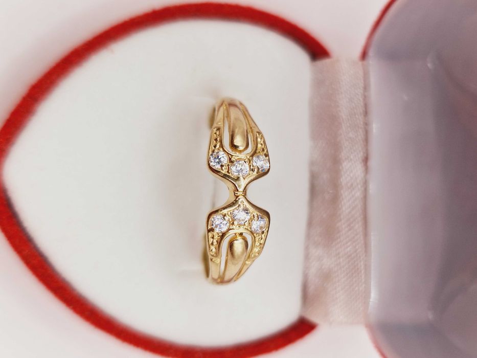 Ciekawy Złoty Pierścionek pr.585 (14K)