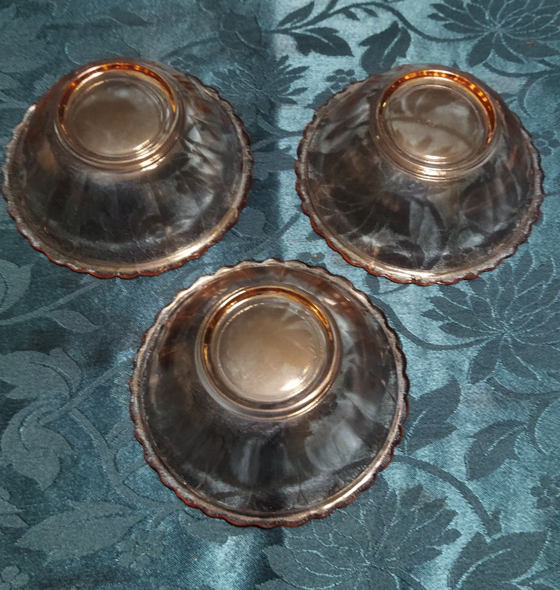 PRL talerzyki szklane deserowe rozalinowe 15 cm 6 szt.