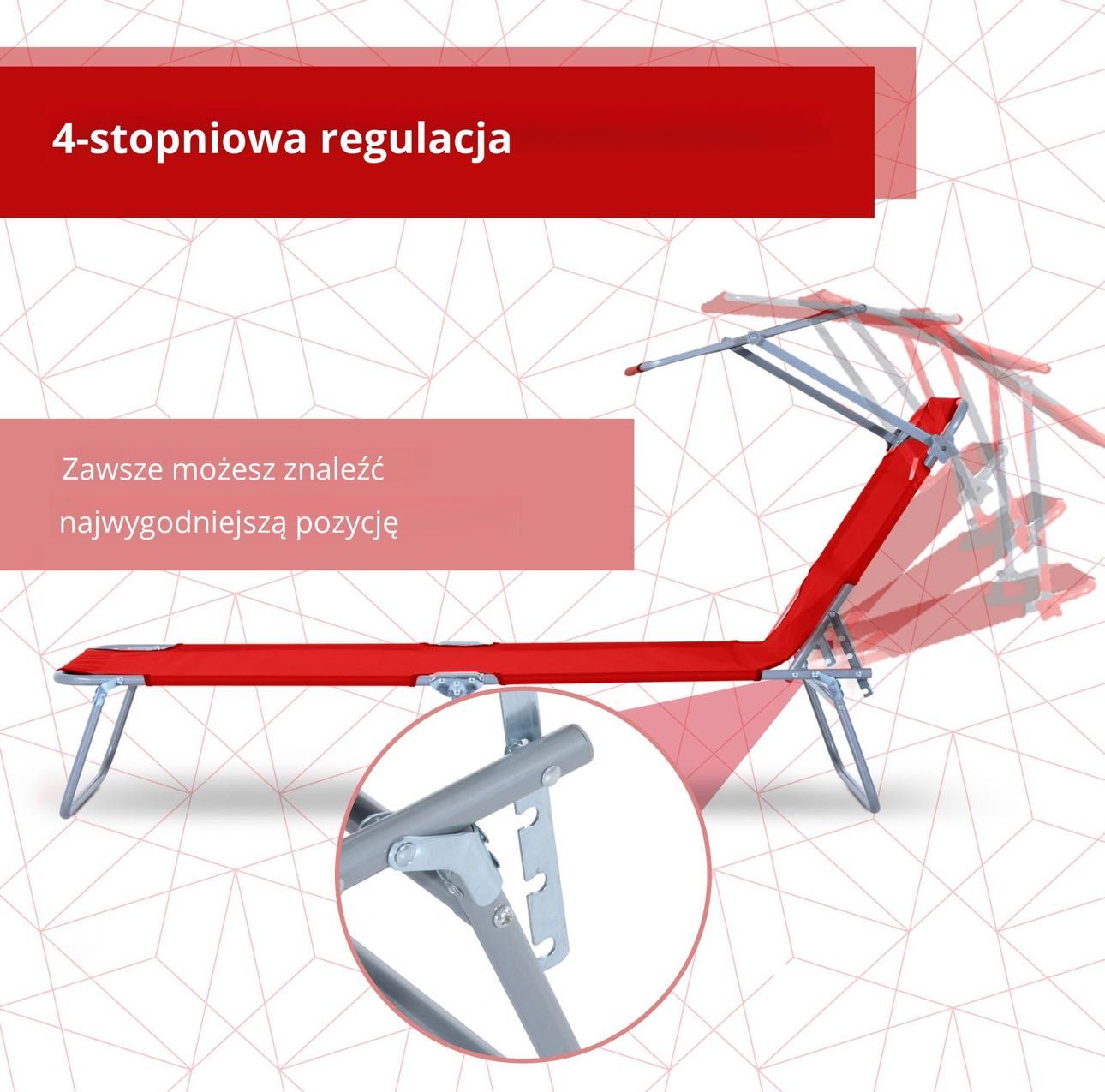 Leżak z daszkiem przeciwslonecznym
