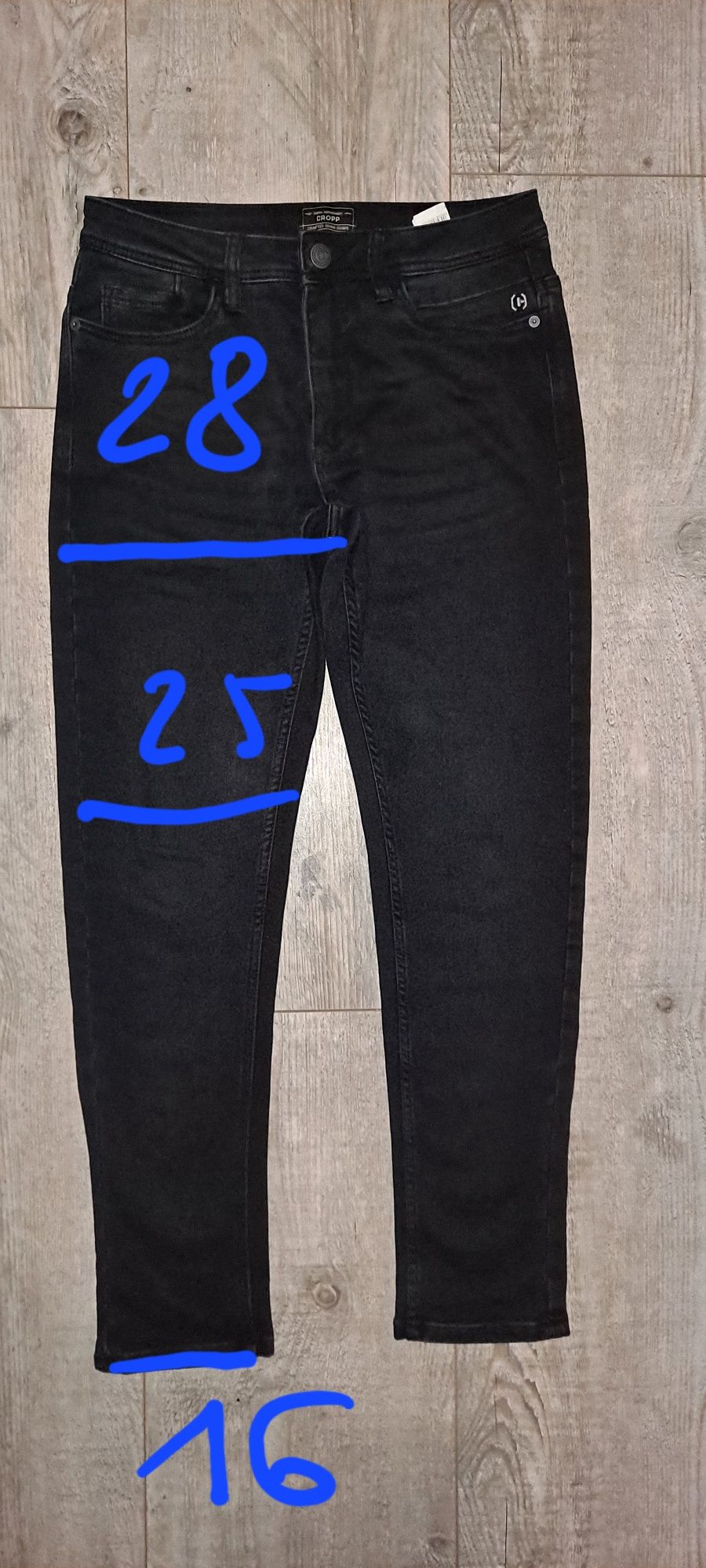 Męskie spodnie jeansowe czarne antracyt Cropp 28/32