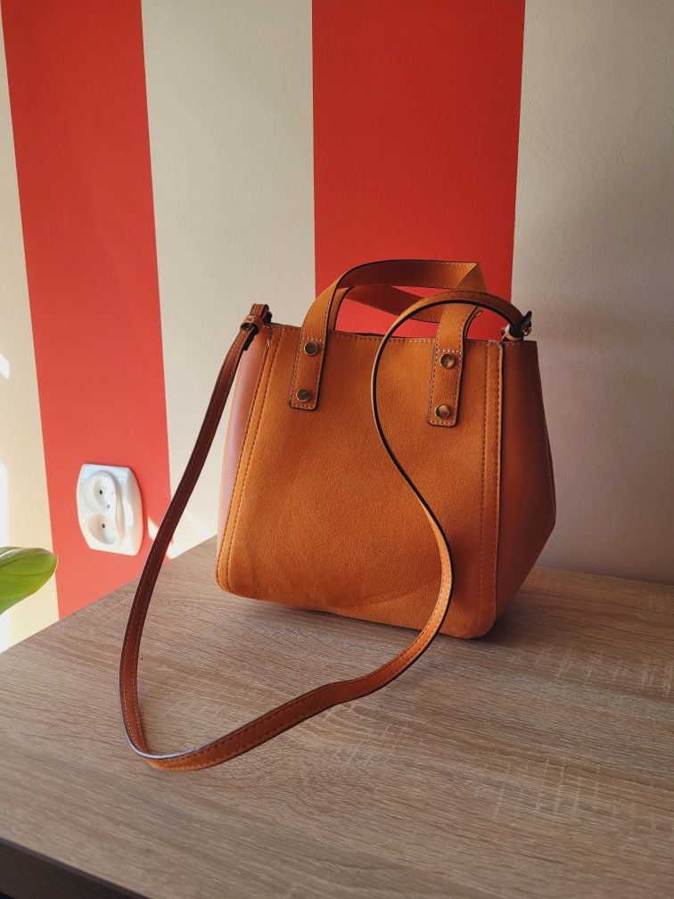 Pomarańczowa mała torebka na pasku h&m minaturowa torba shopper
