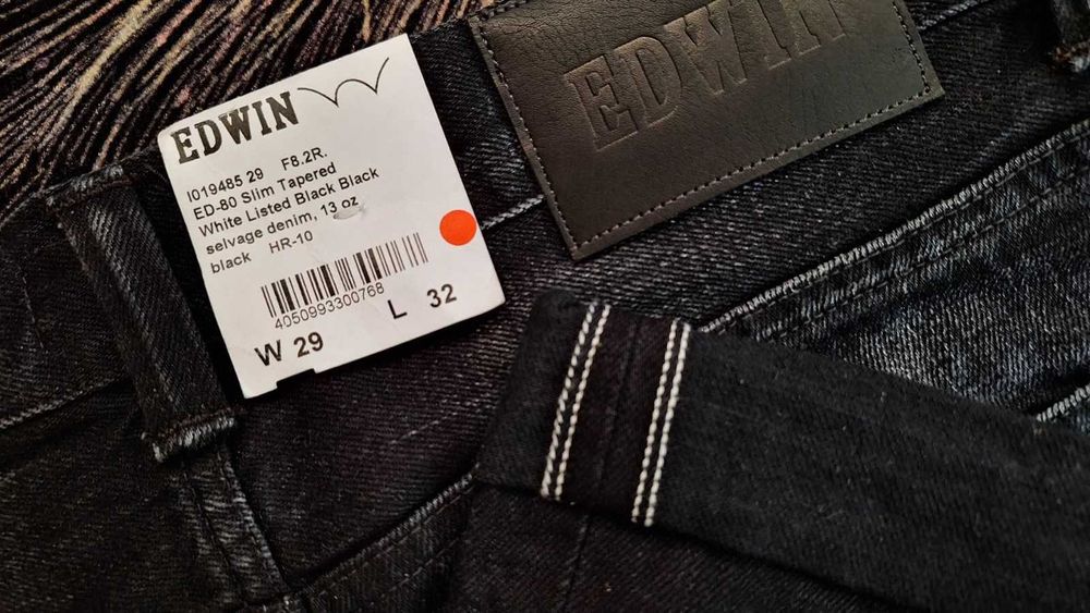 Класні селвідж джинси Edwin ED-80 White SELVEDGE 13oz чорні W29 джинсы