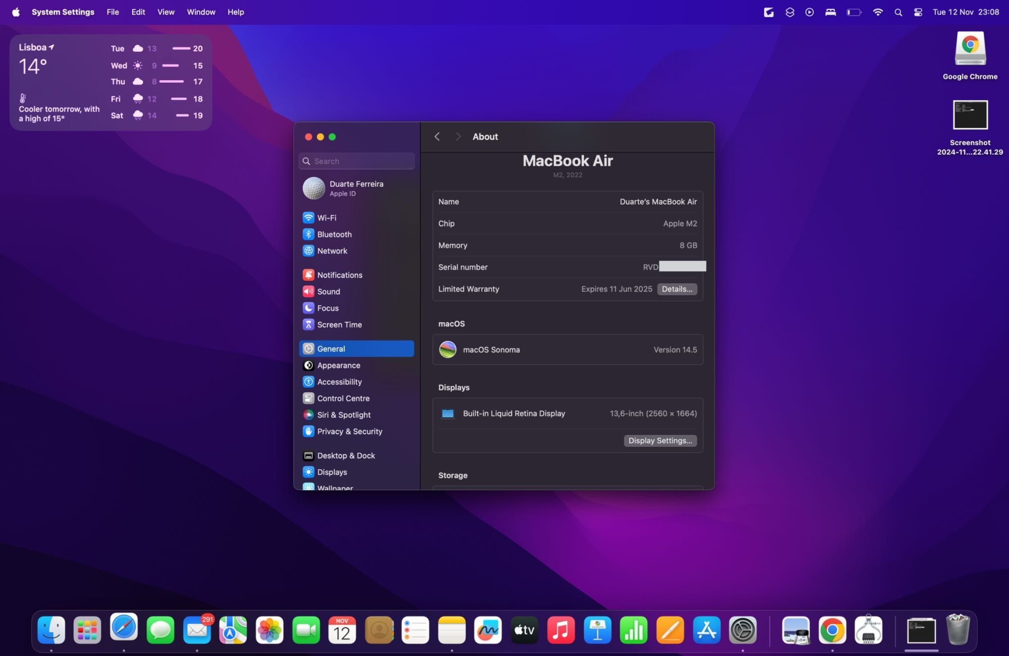 MacBook Air M2 8GB 256GB Midnight Blue - Garantia e fatura