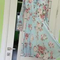 Сукня на літо шифонова 44 розмір, довга льон з мережкою.