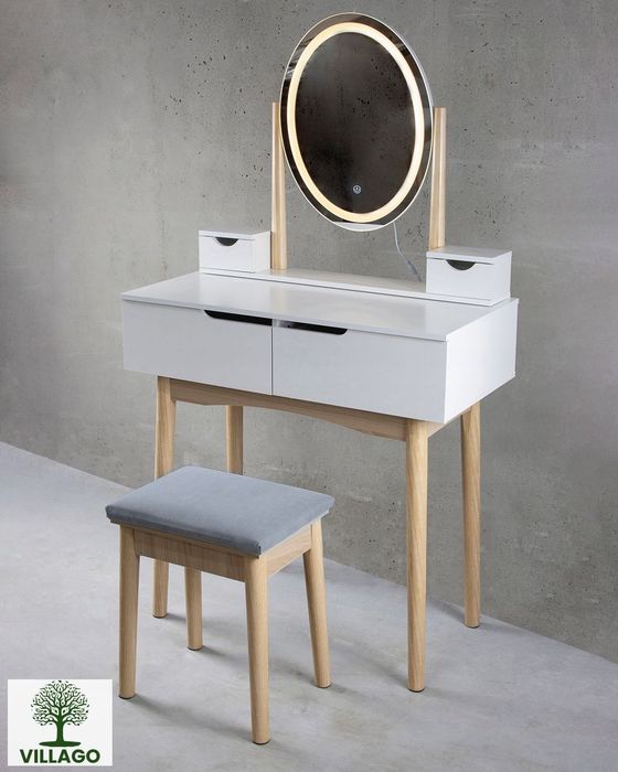 NOWA, OKAZJA • TOALETKA kosmetyczna z lustrem LED skandynawska TABORET