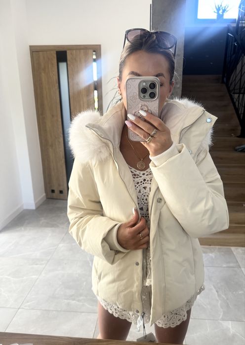 Zara kurtka puchowa zimowa S 36 futerko