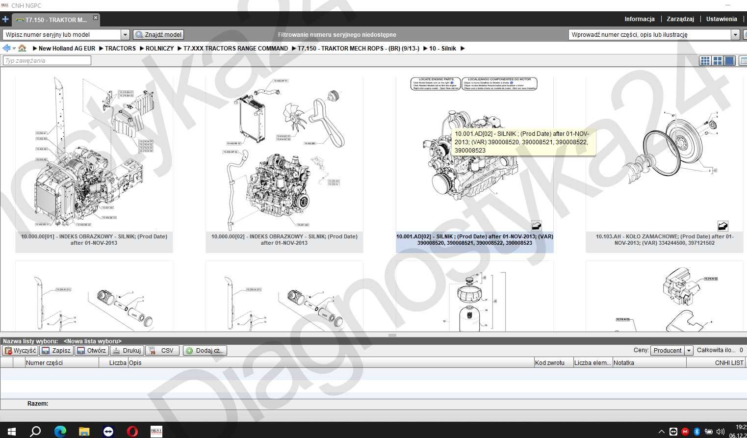 LAPTOP Z KATALOGAMI Case New Holland Etim CNH Ngpc 23.09 Instrukcje