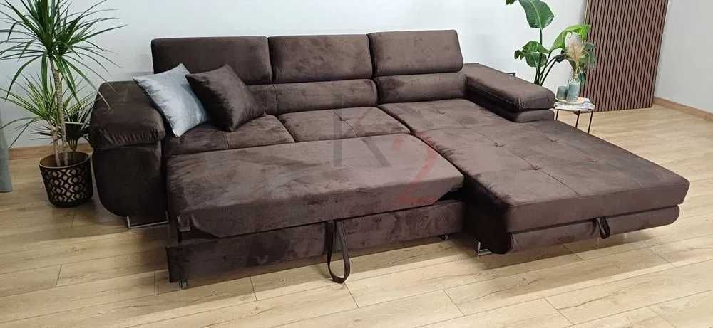 Narożnik ALEX Rogówka Kanapa Sofa Rozkładana do Salonu USB+GRATIS