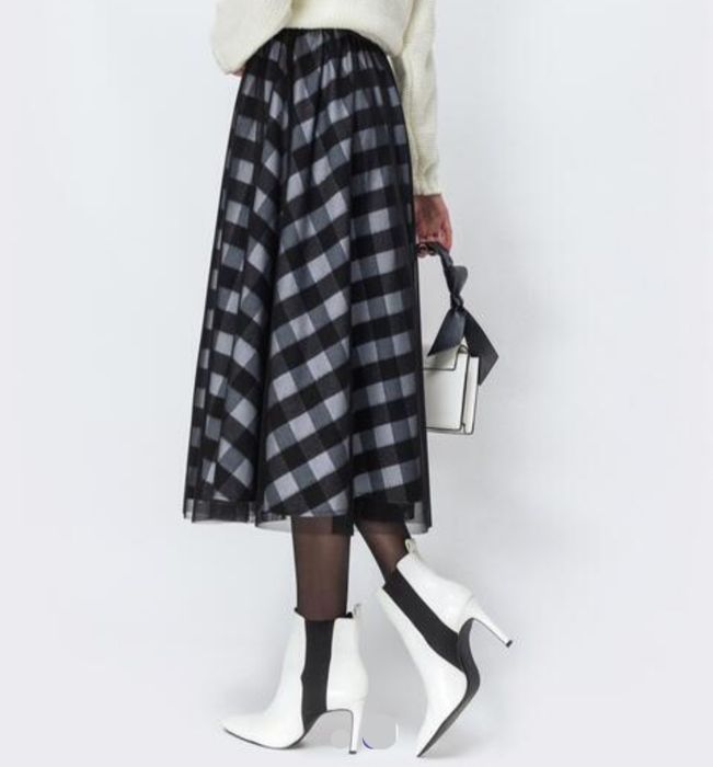 Спідниця міді,у клітинку,  напівсонце, S-М