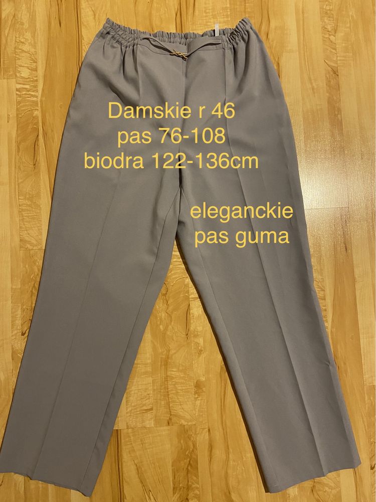 Damskie spodnie rozm 46 szare/ lila spodnie eleganckie kant Vintage