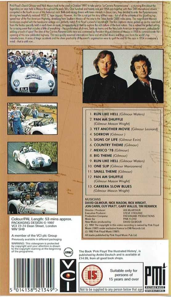 PINK FLOYD La carrera panaamericana  VHS VIDEO