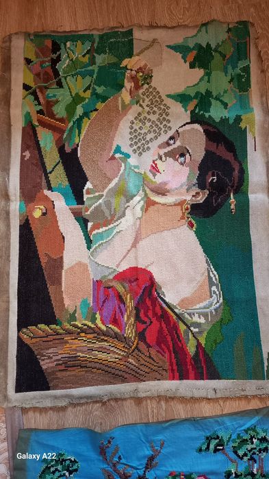 Старовинна картина вишита  хрестиком "Італійський полудень" 100х72