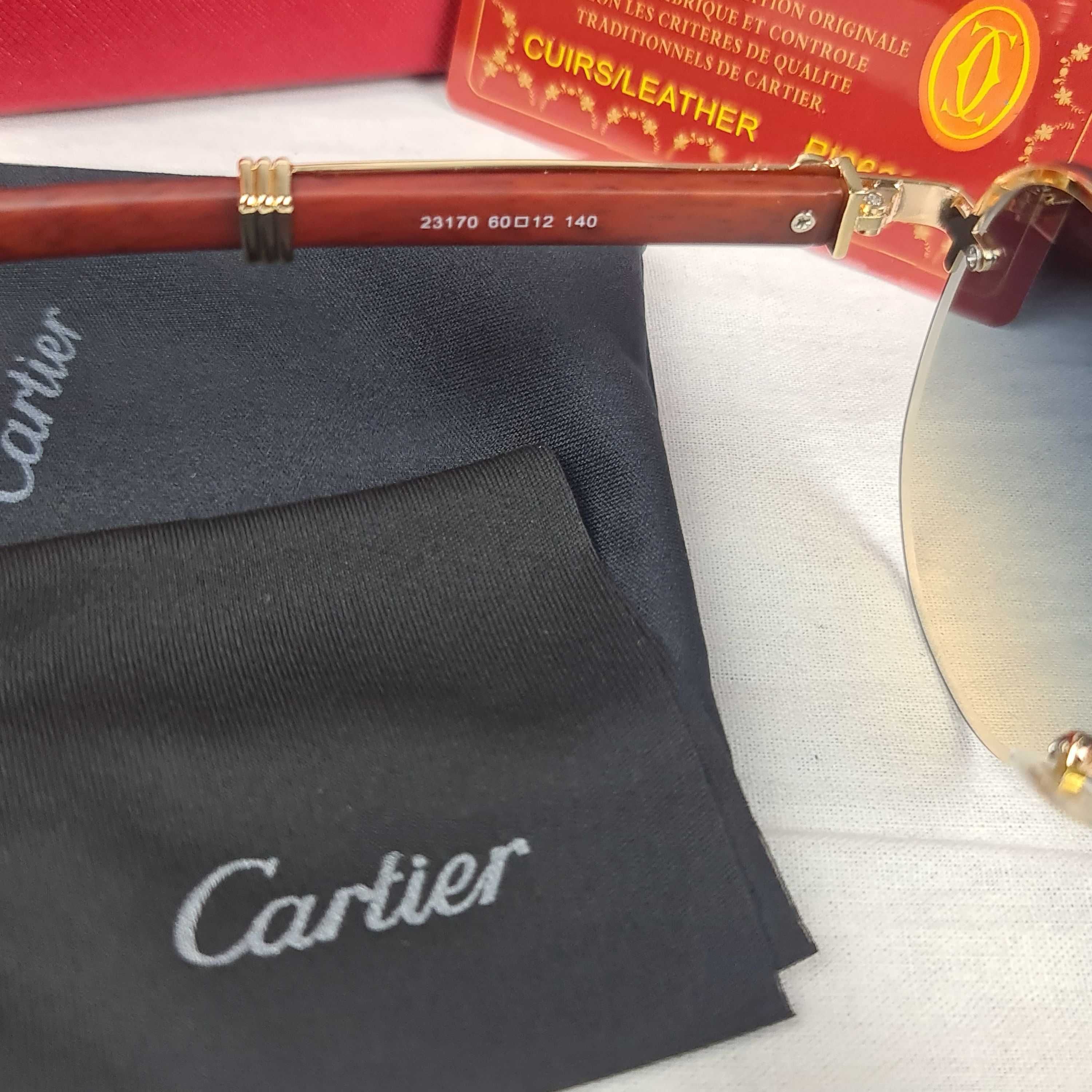 Okulary przeciwsłoneczne Zestaw Cartier zloto brazowe logowane