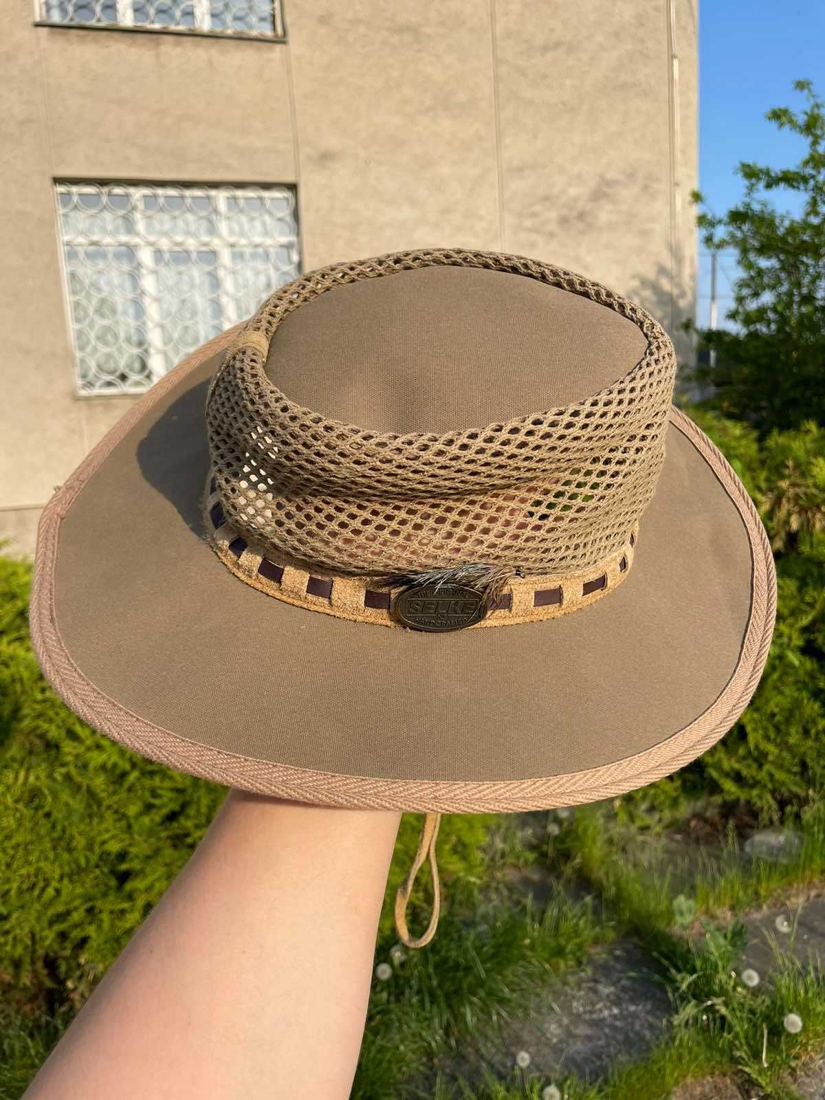 Шляпа капелюх M Selke Ghillie вестерн летняя кожа вставки рибацька