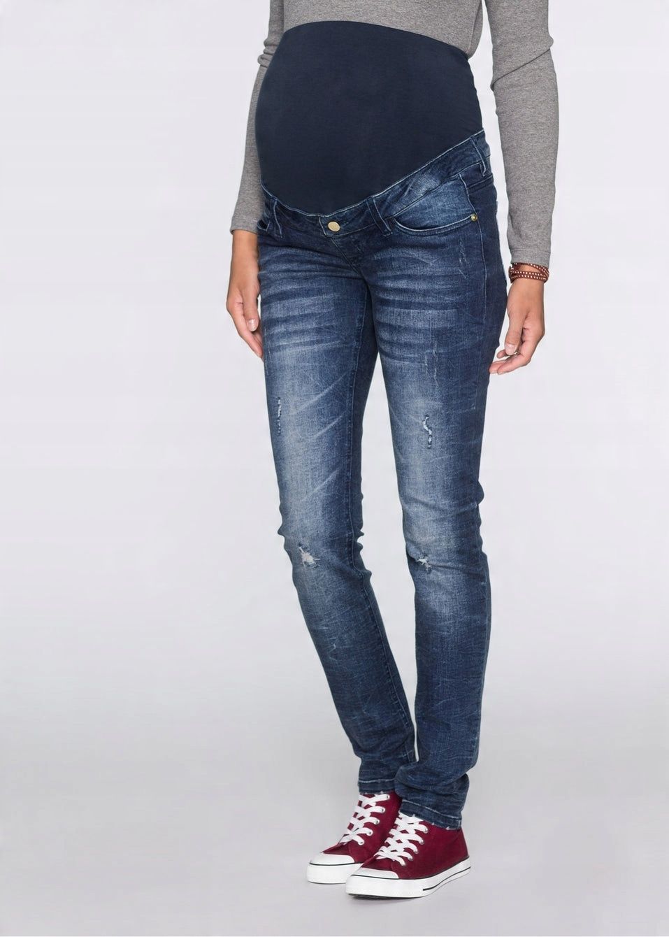 B.P.C spodnie ciążowe jeansy skinny z przetarciami 38.