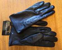 Nowe rękawiczki męskie skórzane M skóra czarne eleganckie