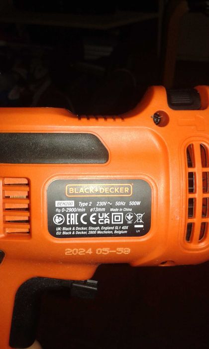 Berbequim c/percussão black+decker 500w