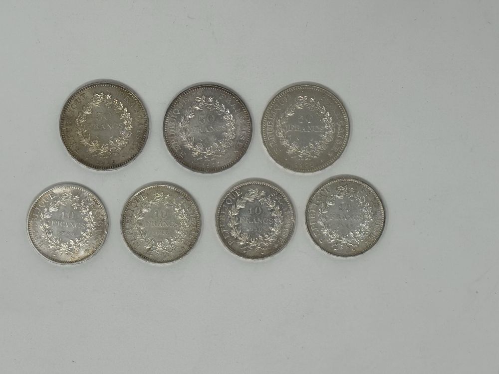 Монета серебро 1, 2, 5, 10, 50 francs, франков, 1915-16, 1962, 1966-70