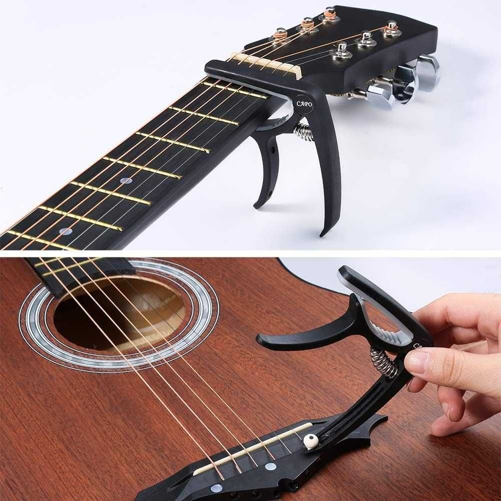 Kit guitarra 60 peças afinador capo palhetas cordas pinos alicate NOVO