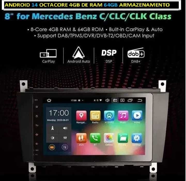 Auto-rádio 2 din android 14 64GB Mercedes CLC W203 de 2008 a 2010