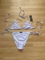 Białe wiązane bikini dwuczęściowe Boohoo roz. L