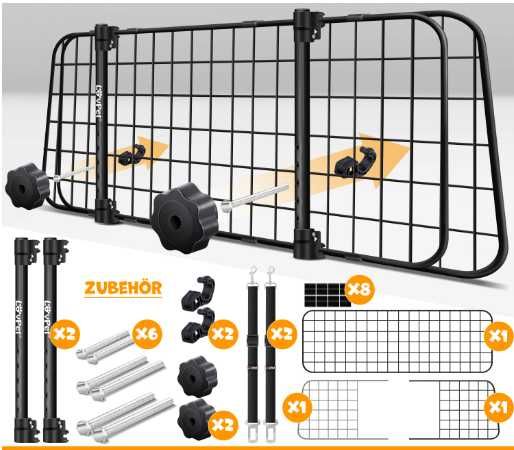 Przegroda LovPet do auta dla psa + 2 pasy | Uniwersalna 91–153 cm