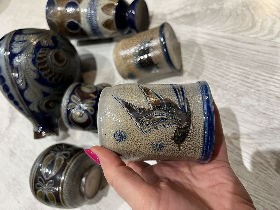 Handarbeit talerze ozdobne kubki wazon dzban 1971 vintage omplet