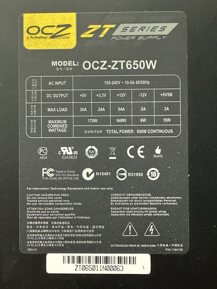 Zasilacz OCZ ZT Series 650W