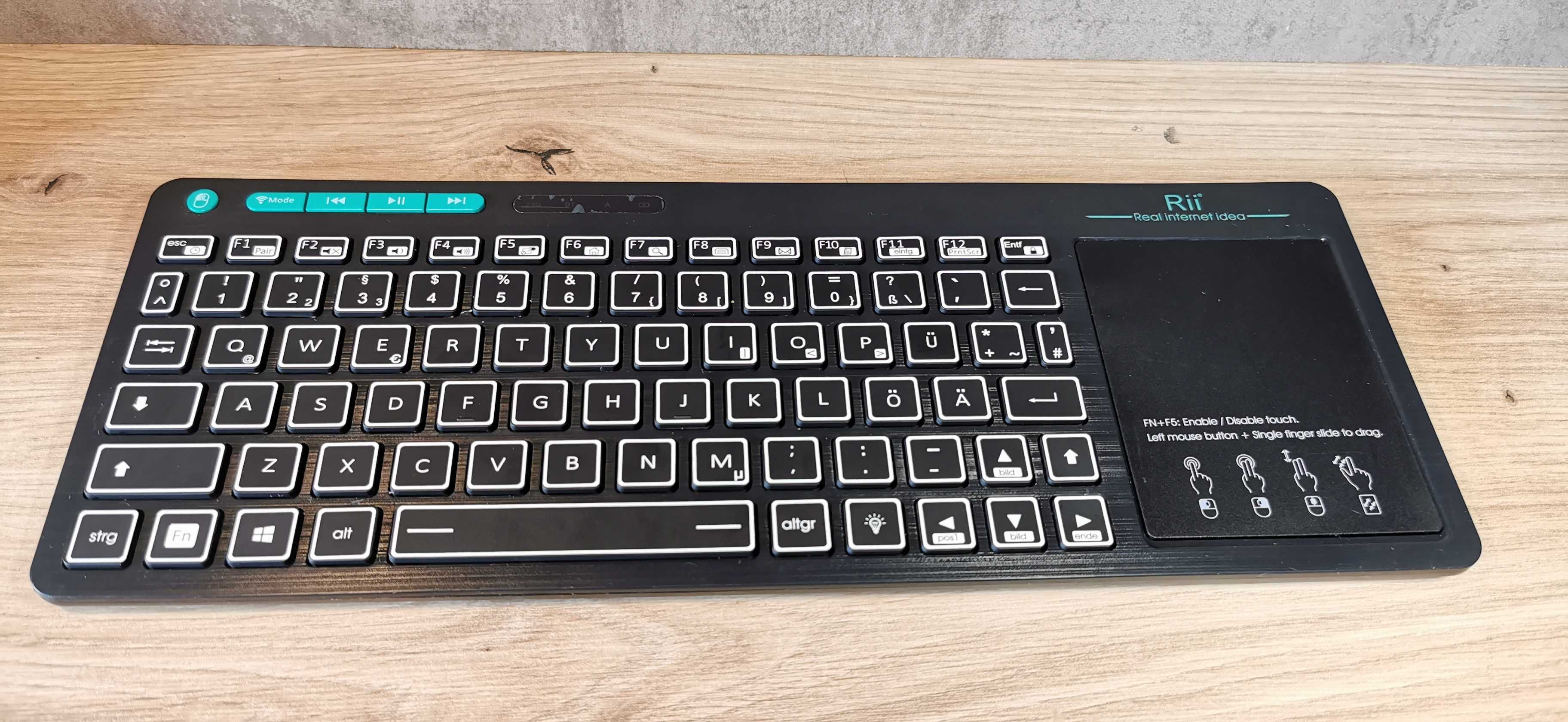 Klawiatura Bezprzewodowa RII RT518S Podświetlana z Touchpadem