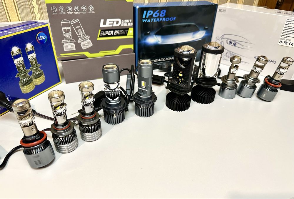Мини линзы H4 H7 H11 HB3 HB4 6000k 100вт. Міні лінзи. Led лампы.