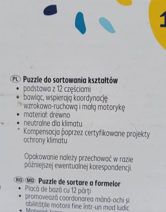 Drewniana układanka puzzle sorter kształty montessori